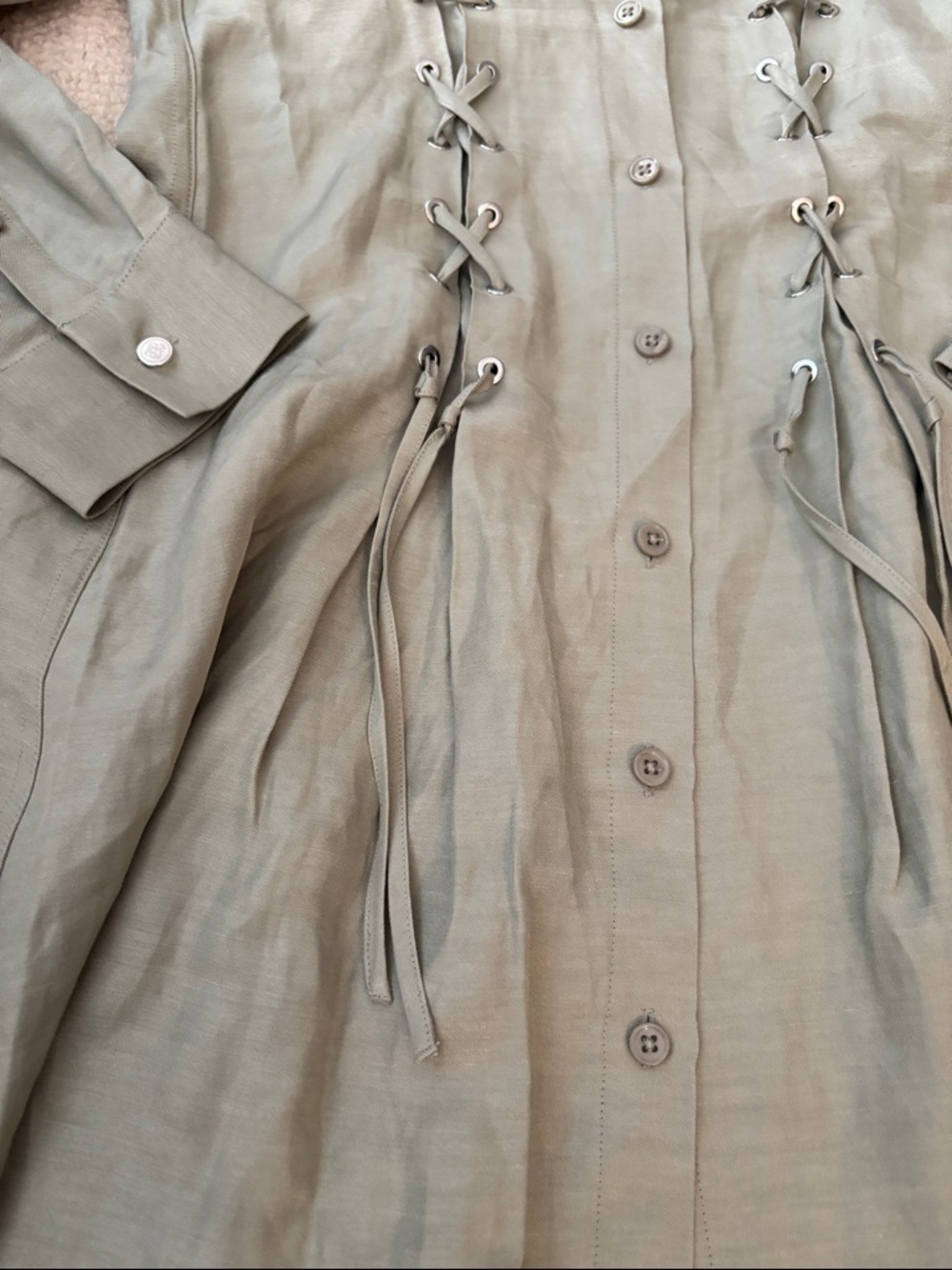 The Kooples Olive Green Lace-Up Mini Dress - Picture 6 of 9